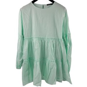 Nasty Gal tiered long sleeve mini smock dress size 4